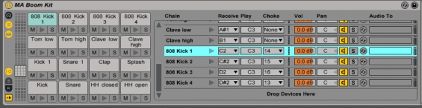 ableton drum rack standard notes